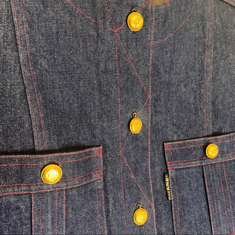 💯%AUTH ⭐ CHANEL Boutique Denim Jacket Size 36